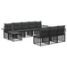 Set de canapele de exterior 9 pcs Negru și Gri închis Poliester - WALTI WALTI