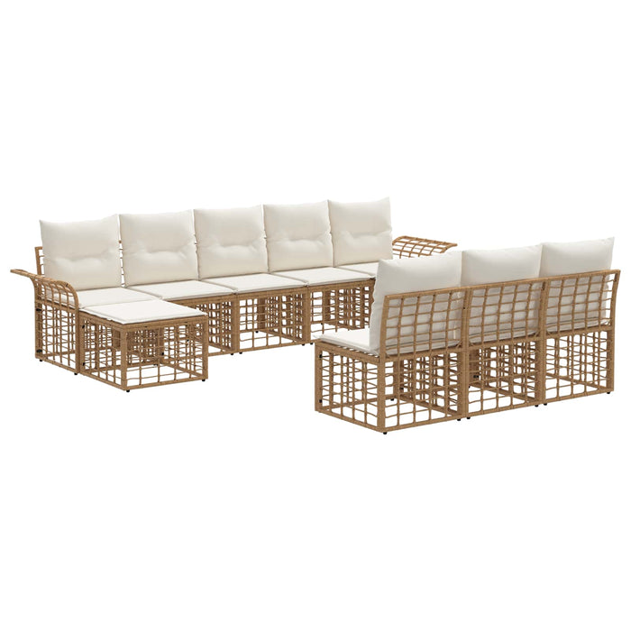 Set de canapele de exterior 9 pcs Alb Natural și Crem Poliester - WALTI WALTI