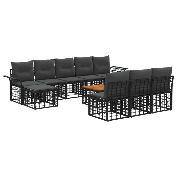 Set de canapele de exterior 11 pcs Negru și Gri închis - WALTI WALTI