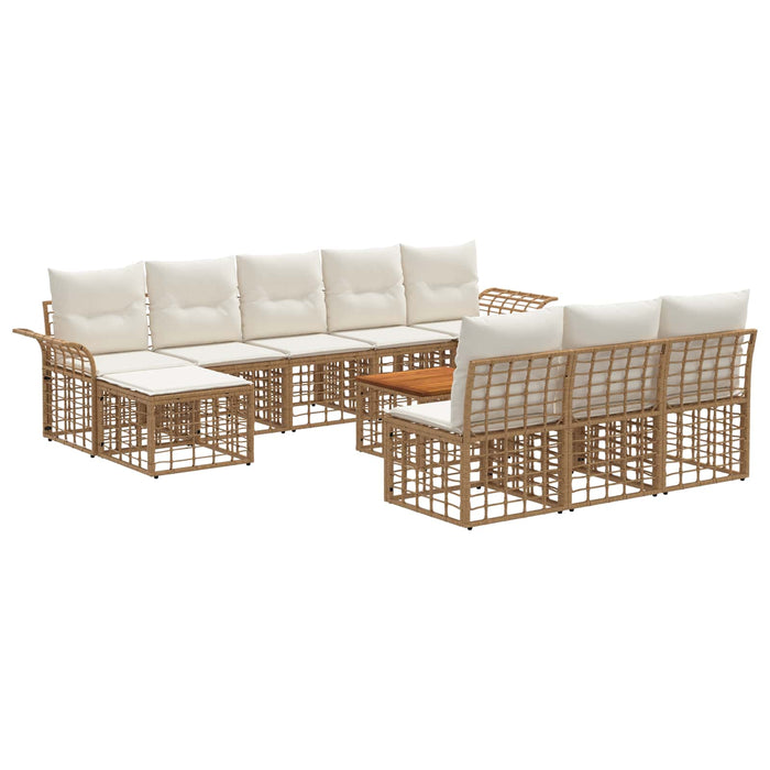 Set de canapele de exterior 11 pcs Alb Natural și Crem - WALTI WALTI