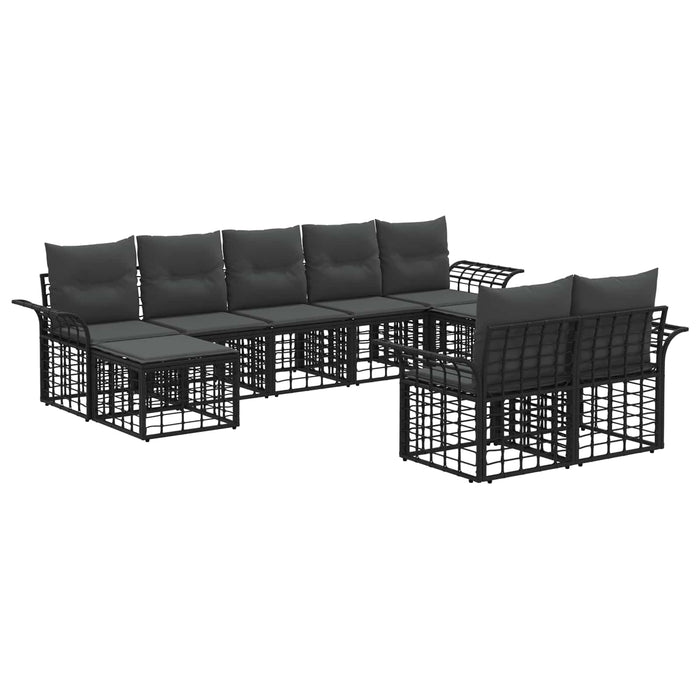 Set de canapele de exterior 9 pcs Negru și Gri închis Poliester - WALTI WALTI