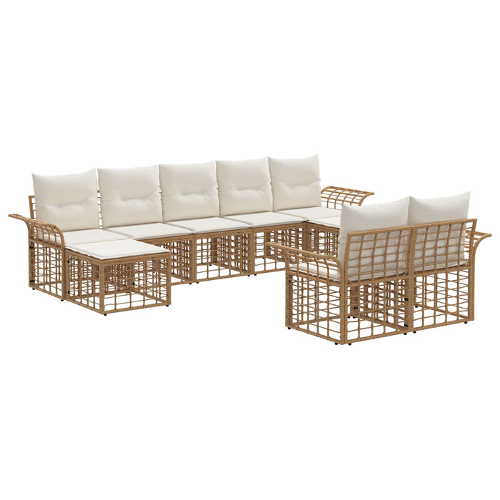 Set de canapele de exterior 9 pcs Alb Natural și Crem Poliester - WALTI WALTI