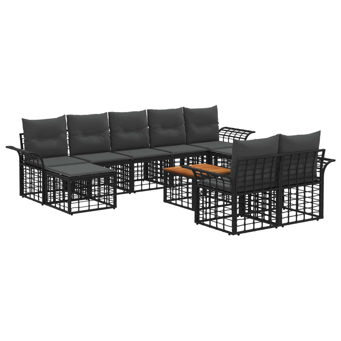 Set de canapele de exterior 10 pcs Negru și Gri închis - WALTI WALTI