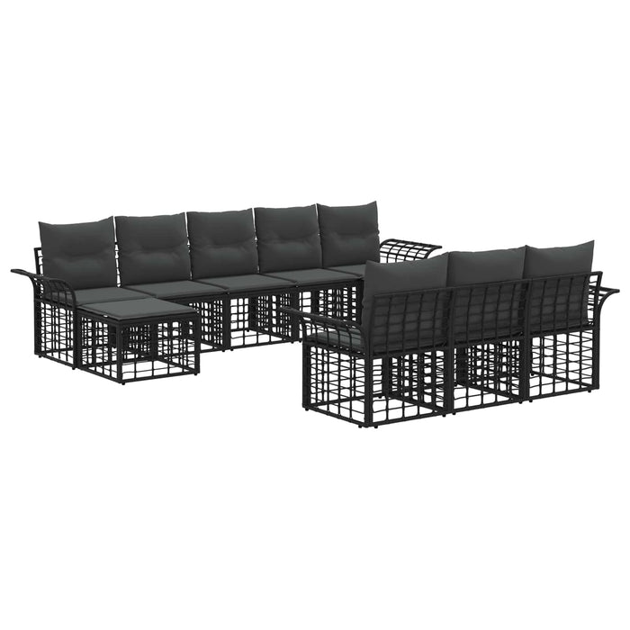 Set de canapele de exterior 10 pcs Negru și Gri închis - WALTI WALTI