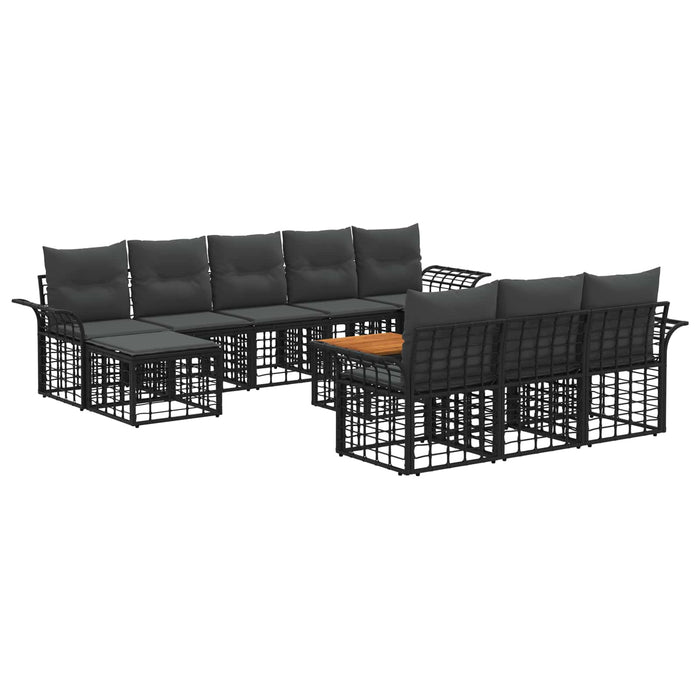 Set de canapele de exterior 11 pcs Negru și Gri închis - WALTI WALTI