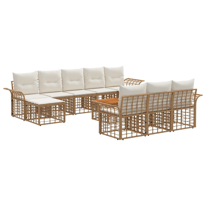 Set de canapele de exterior 11 pcs Alb Natural și Crem - WALTI WALTI