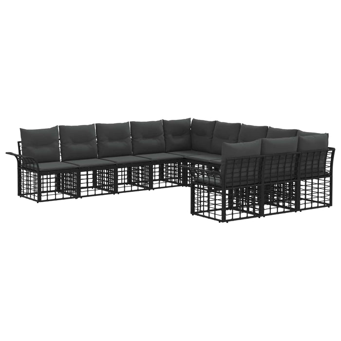Set de canapele de exterior 11 pcs Negru și Gri închis - WALTI WALTI
