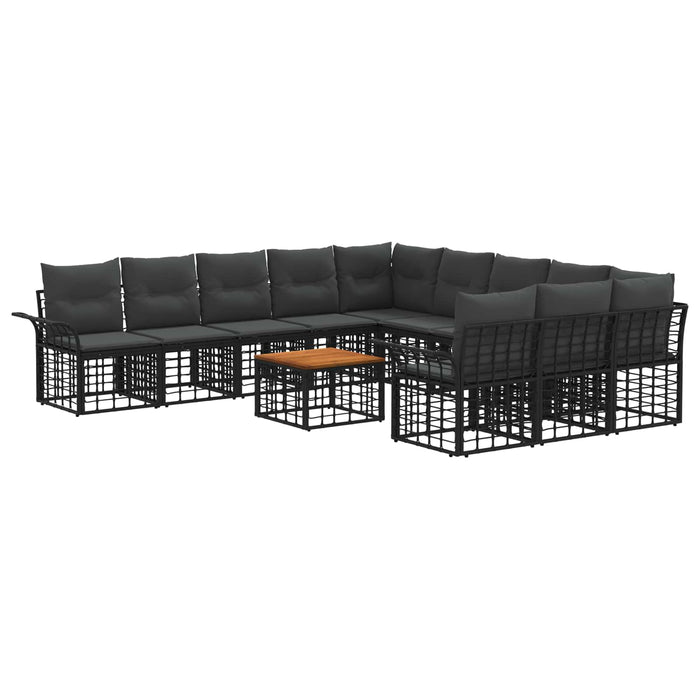 Set de canapele de exterior 12 pcs Negru și Gri închis - WALTI WALTI