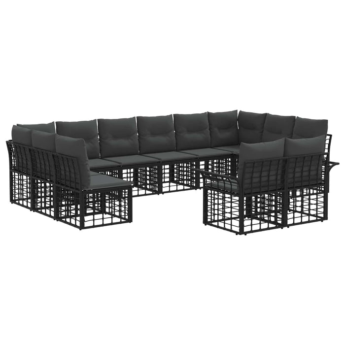 Set de canapele de exterior 12 pcs Negru și Gri închis - WALTI WALTI