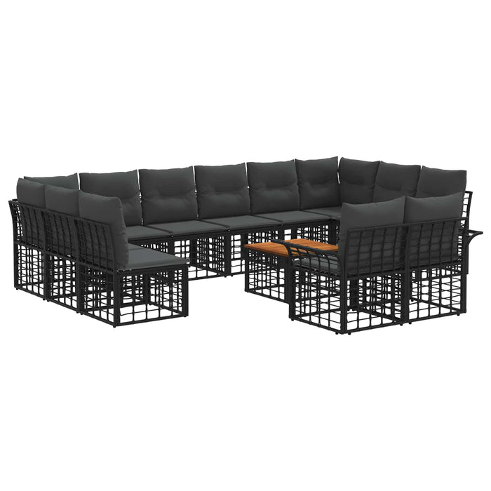 Set de canapele de exterior 13 pcs Negru și Gri închis - WALTI WALTI