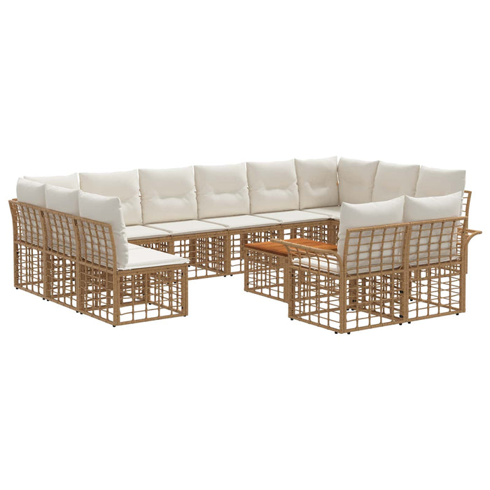Set de canapele de exterior 13 pcs Alb Natural și Crem - WALTI WALTI
