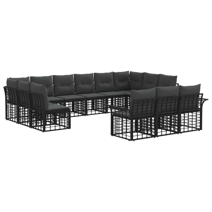 Set de canapele de exterior 13 pcs Negru și Gri închis - WALTI WALTI
