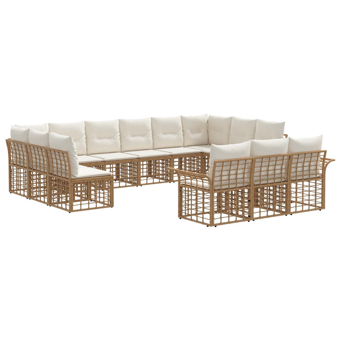 Set de canapele de exterior 13 pcs Alb Natural și Crem - WALTI WALTI
