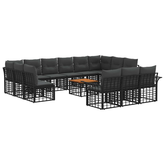Set de canapele de exterior 14 pcs Negru și Gri închis - WALTI WALTI