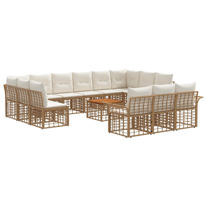 Set de canapele de exterior 14 pcs Alb Natural și Crem - WALTI WALTI