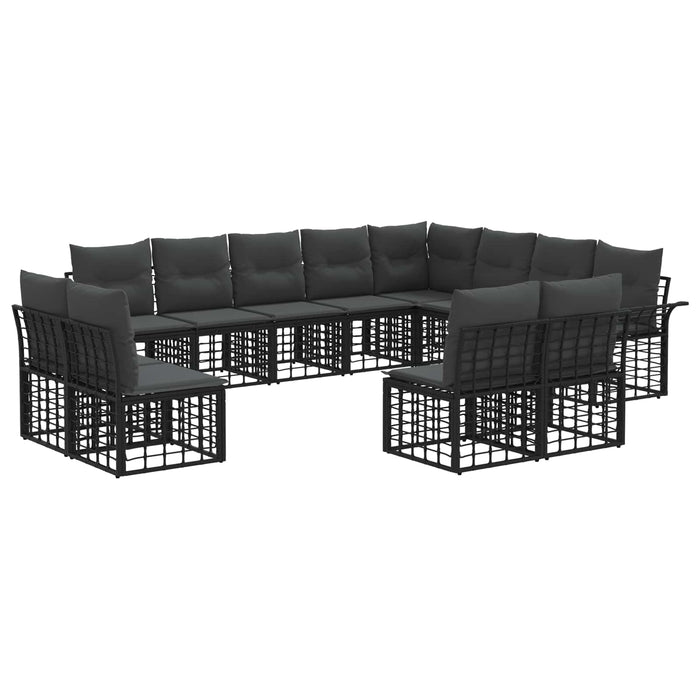 Set de canapele de exterior 12 pcs Negru și Gri închis - WALTI WALTI