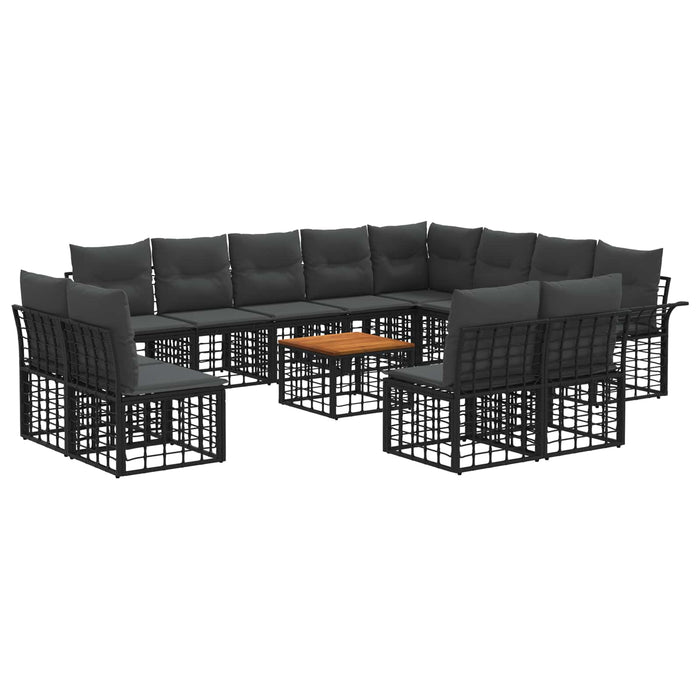 Set de canapele de exterior 13 pcs Negru și Gri închis - WALTI WALTI