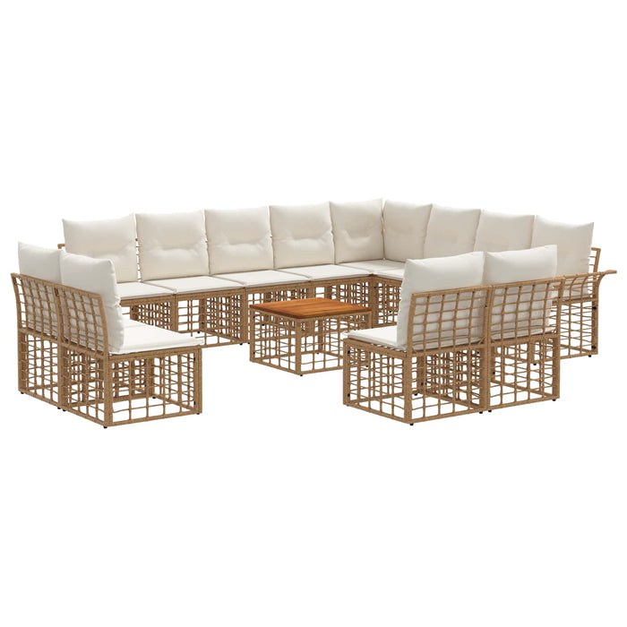 Set de canapele de exterior 13 pcs Alb Natural și Crem - WALTI WALTI