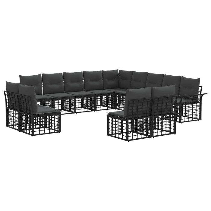 Set de canapele de exterior 13 pcs Negru și Gri închis - WALTI WALTI