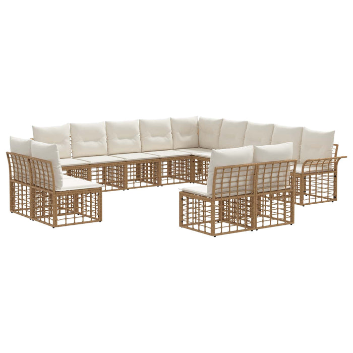 Set de canapele de exterior 13 pcs Alb Natural și Crem - WALTI WALTI