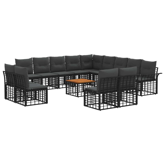 Set de canapele de exterior 14 pcs Negru și Gri închis - WALTI WALTI