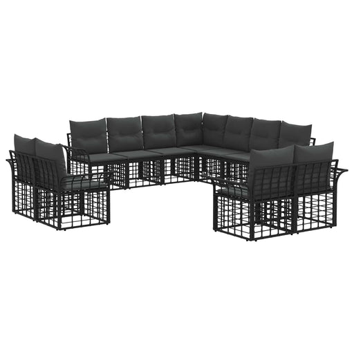 Set de canapele de exterior 11 pcs Negru și Gri închis - WALTI WALTI