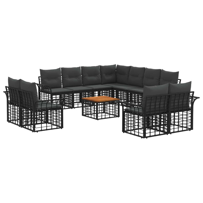 Set de canapele de exterior 12 pcs Negru și Gri închis - WALTI WALTI