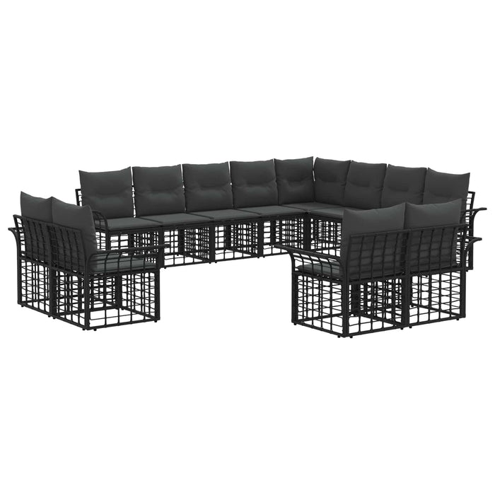 Set de canapele de exterior 12 pcs Negru și Gri închis - WALTI WALTI