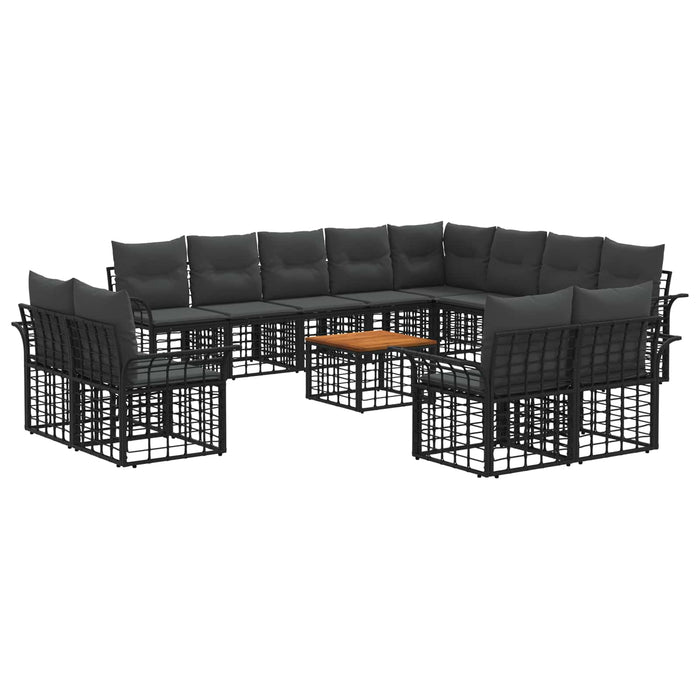 Set de canapele de exterior 13 pcs Negru și Gri închis - WALTI WALTI