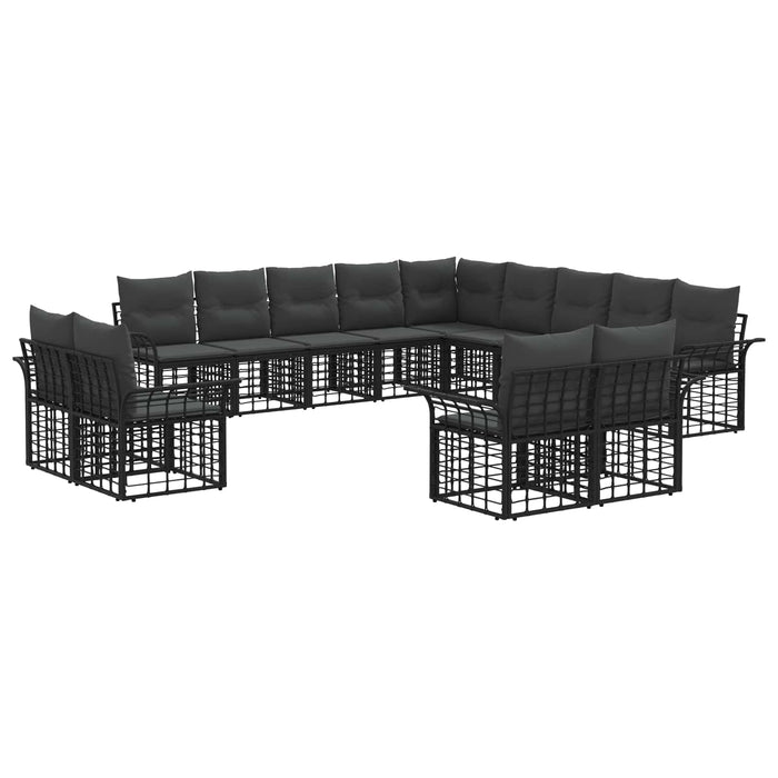 Set de canapele de exterior 13 pcs Negru și Gri închis - WALTI WALTI