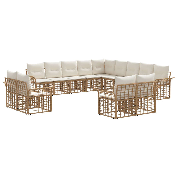 Set de canapele de exterior 13 pcs Alb Natural și Crem - WALTI WALTI