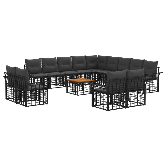 Set de canapele de exterior 14 pcs Negru și Gri închis - WALTI WALTI