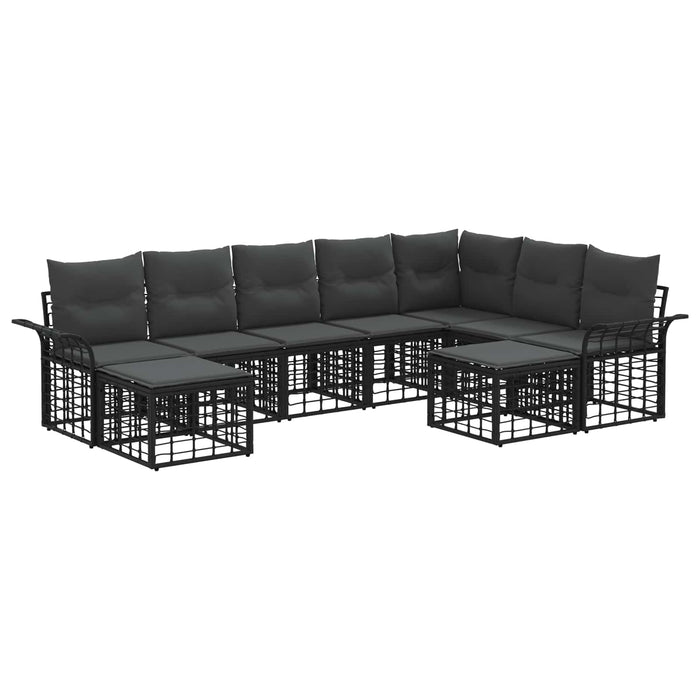Set de canapele de exterior 9 pcs Negru și Gri închis Poliester - WALTI WALTI