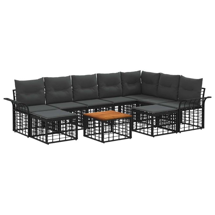 Set de canapele de exterior 10 pcs Negru și Gri închis - WALTI WALTI