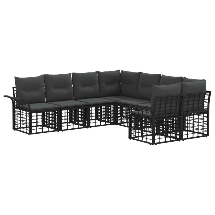 Set de canapele de exterior 8 pcs Negru și Gri închis Poliester - WALTI WALTI