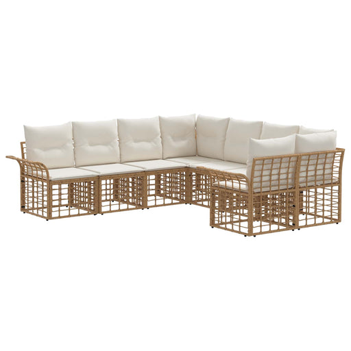 Set de canapele de exterior 8 pcs Alb Natural și Crem Poliester - WALTI WALTI