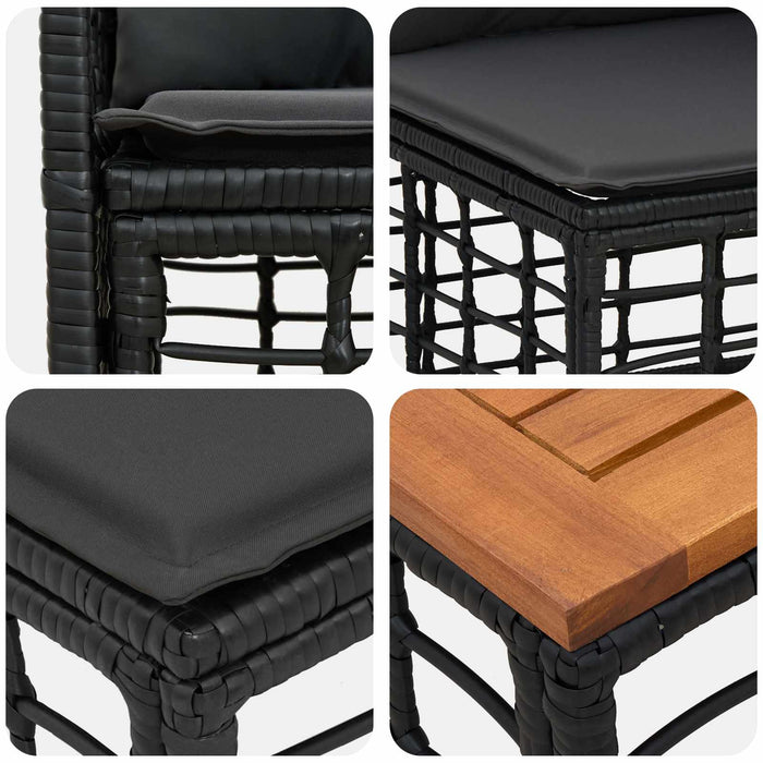 Set de canapele de exterior 11 buc. Negru și Gri închis WALTI