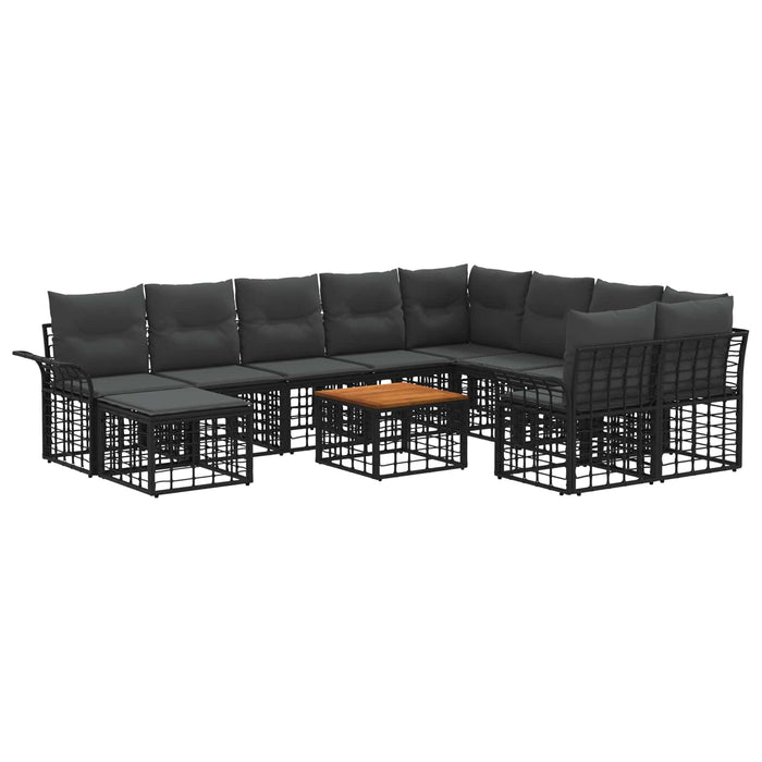 Set de canapele de exterior 11 buc. Negru și Gri închis WALTI