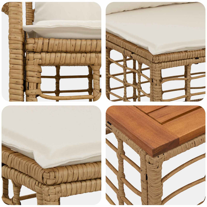 Set de canapele de exterior 11 buc. Alb Natural și Crem WALTI