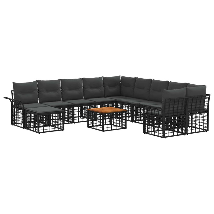 Set de canapele de exterior 12 pcs Negru și Gri închis - WALTI WALTI