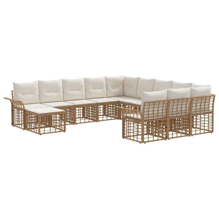 Set de canapele pentru grădină 12 pcs Alb Natural și Crem - WALTI WALTI