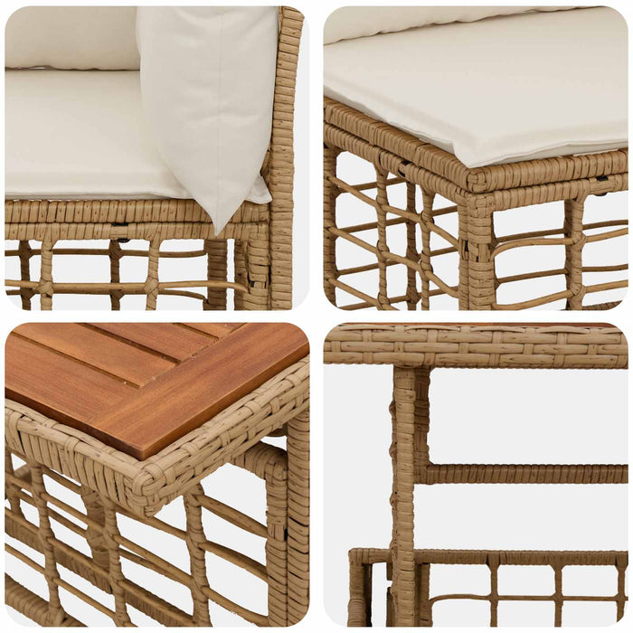 Set de canapele pentru grădină 4 buc. Alb Natural și Crem WALTI
