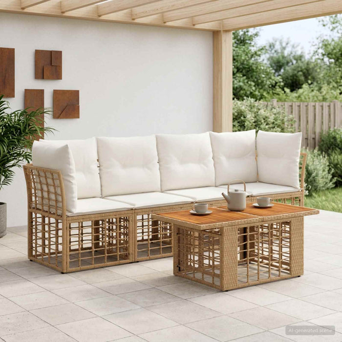 Set de canapele pentru grădină 5 buc. Alb Natural și Crem WALTI