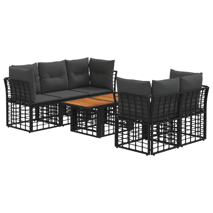 Set de canapele pentru grădină 6 buc. Negru și gri închis WALTI