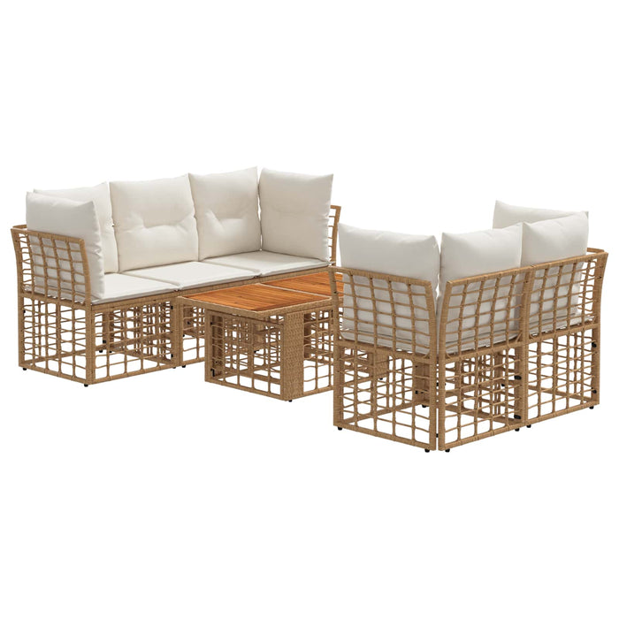 Set de canapele pentru grădină 6 buc. Alb Natural și Crem WALTI