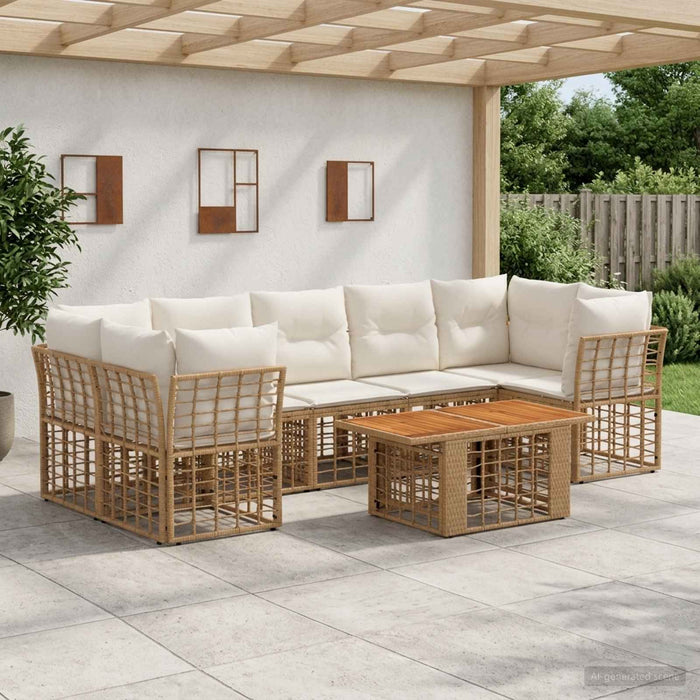 Set de canapele pentru grădină 8 buc. Alb Natural și Crem WALTI