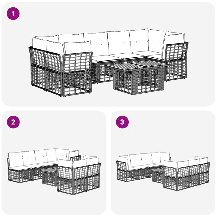 Set de canapele pentru grădină 8 buc. Alb Natural și Crem WALTI