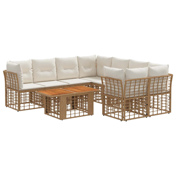 Set de canapele pentru grădină 9 buc. Alb Natural și Crem WALTI