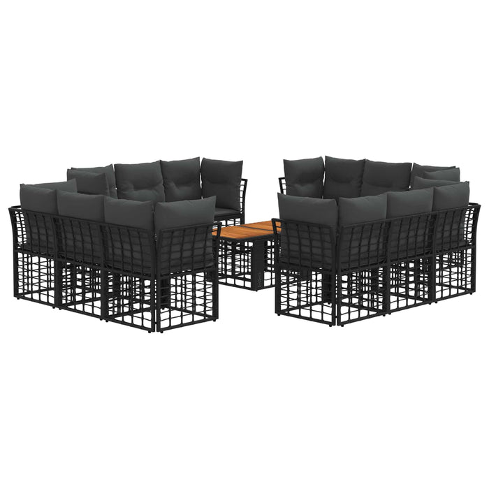 Set de canapele pentru grădină 13 buc. Negru și gri închis WALTI