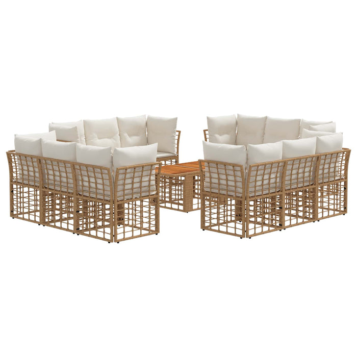 Set de canapele pentru grădină 13 buc. Alb Natural și Crem WALTI